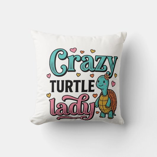 Dolle Schildpad Dame Vintage Gravure Ontwerp_1 Kussen (Voorkant)