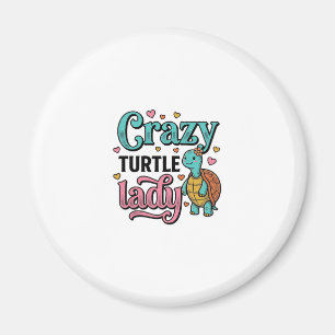 Dolle Schildpad Dame Vintage Gravure Ontwerp_1 Magneet