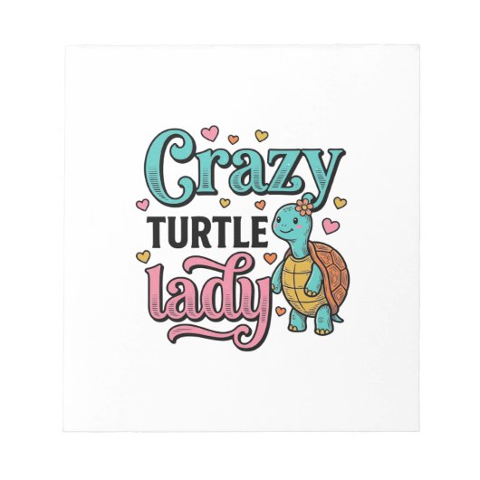 Dolle Schildpad Dame Vintage Gravure Ontwerp_1 Notitieblok (Voorkant)