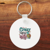 Dolle Schildpad Dame Vintage Gravure Ontwerp_1 Sleutelhanger (Voorkant)
