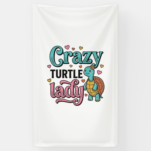 Dolle Schildpad Dame Vintage Gravure Ontwerp_1 Spandoek (Verticaal)