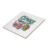 Dolle Schildpad Dame Vintage Gravure Ontwerp_1 Tegeltje (Zijkant)