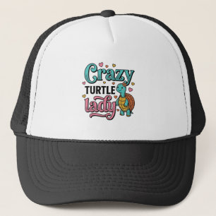 Dolle Schildpad Dame Vintage Gravure Ontwerp_1 Trucker Pet