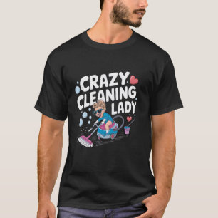 Dolle Schoonmaakster Grappig Mop Eemmer Ontwerp T-shirt