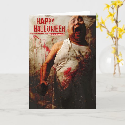 dolle slager halloween kaart (Gele Bloem)