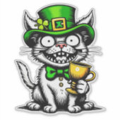 Dolle St. Patrick's Day Kat  Sticker (Voorkant)