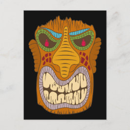 Dolle Tiki-kop met vlammen in zijn ogen, zwart Briefkaart