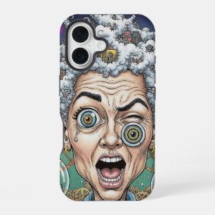 Dolle Uitdrukking Caricatuur Hoestekje–Unieke Kuns iPhone 16 Hoesje