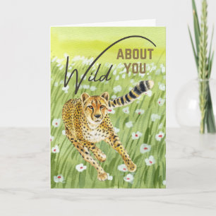 Dolle verliefd op jou Cheetah Grasveld Valentijn Kaart