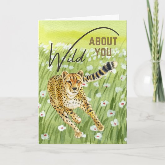 Dolle verliefdheid op jou Cheetah Grasveld Valenti Kaart (Voorkant)