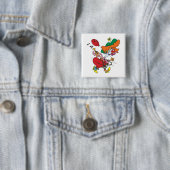 Dolle vrouw die clown loopt vierkante button 5,1 cm (In situ)