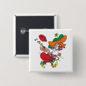 Dolle vrouw die clown loopt vierkante button 5,1 cm (Voorkant /achterkant)