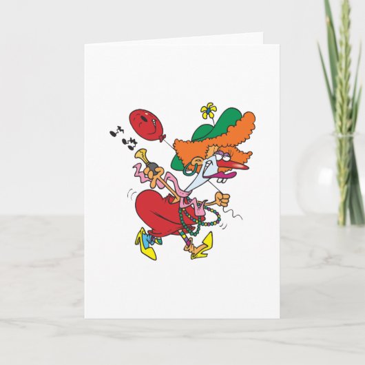Dolle vrouw die clown speelt kaart (Voorkant)