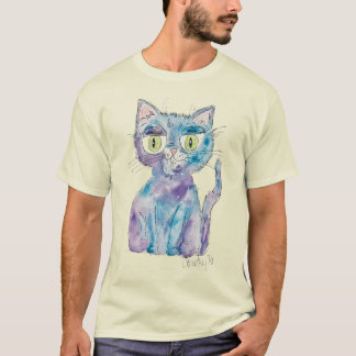 Dolle waterverf kat t-shirt