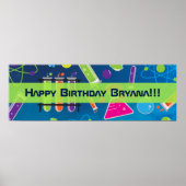 Dolle Wetenschap Verjaardagsfeest Aangepaste Banne Poster (Voorkant)