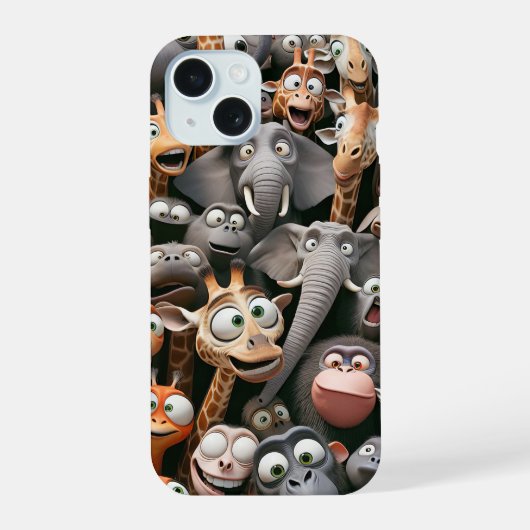 Dolle Wilde Dieren Groep iPhone 15 Case (Achterkant)