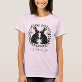 Dollend Verliefd | Linogravure Konijnen Romantisch T-shirt (Voorkant)