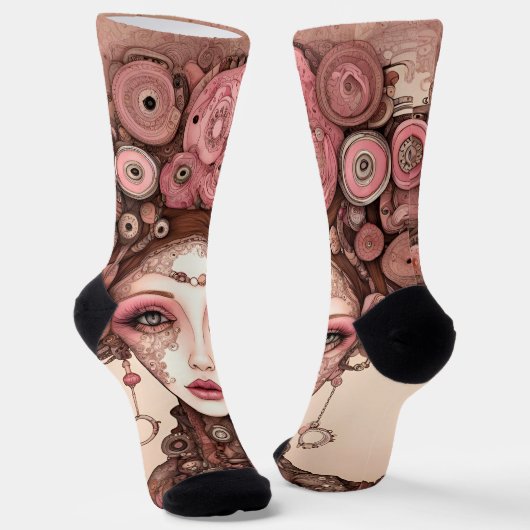 DOLLFACE STEAMPUNK Duurzame Premium Crew Sock Sokken (Gebogen)