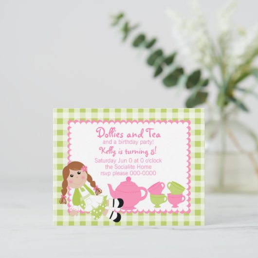 Dollies Tea Party Kaart (Staand voorkant)