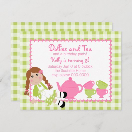 Dollies Tea Party Kaart (Voorkant / Achterkant)