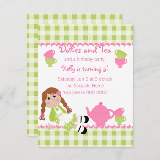 Dollies Tea Party Kaart (Voorkant / Achterkant)