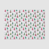 Dollige Whimsical Versierde Kerstbomen Doodles Tissuepapier (Voorkant)