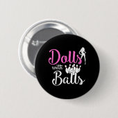 Dolls met ballen - Bowling Girls team Bowler Ronde Button 5,7 Cm (Voorkant /achterkant)