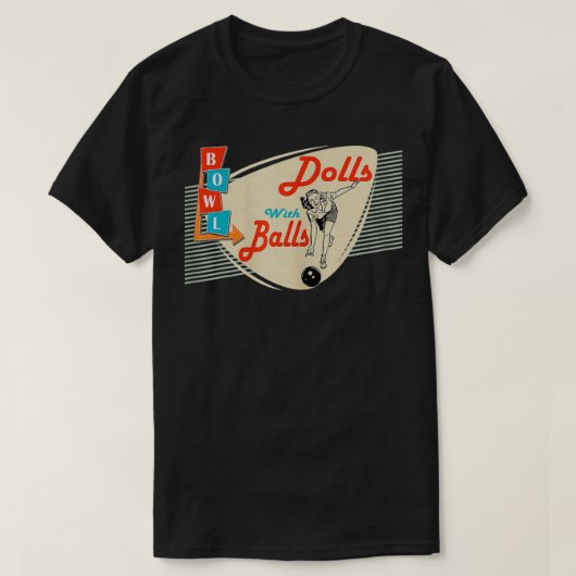 Dolls met  retro van Balls die Bowling met T-shirt (Design voorkant)