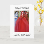 Dolls TO MY SISTER HAPPY BIRTHDAY Kaart (Gele Bloem)