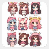 Dolly 2 vierkante sticker (Voorkant)