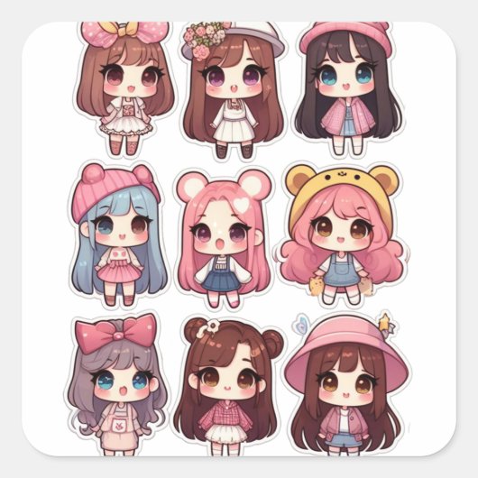 Dolly 2 vierkante sticker (Voorkant)