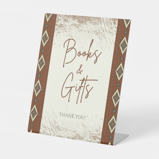 DOLLY Aztec rustieke Westerne boeken en geschenken Reclamebord Met Voetstuk (Voorkant)