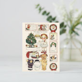 Dolly Dingle Doggie Paper Dolls Vintage Kerstmis Feestdagenkaart (Staand voorkant)