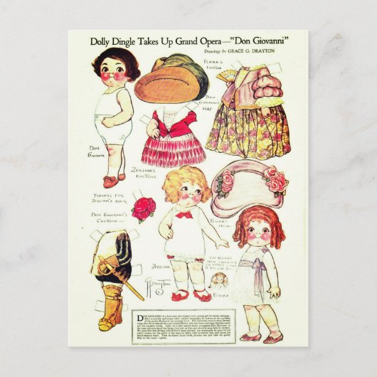 Dolly Dingle Opera Boy and Girls Paper Doll Briefkaart (Voorkant)