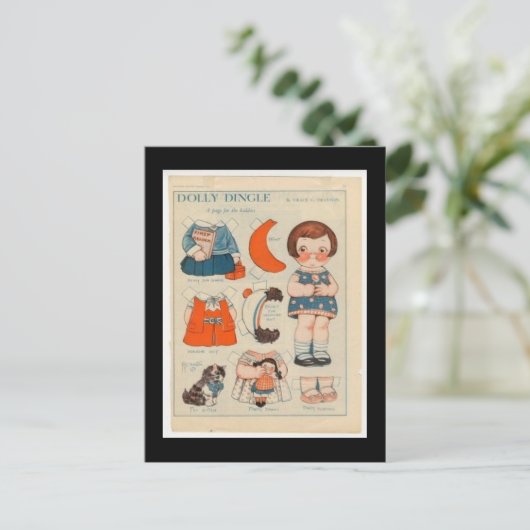 DOLLY DINGLE PAPER DOLL BRIEFKAART (Staand voorkant)