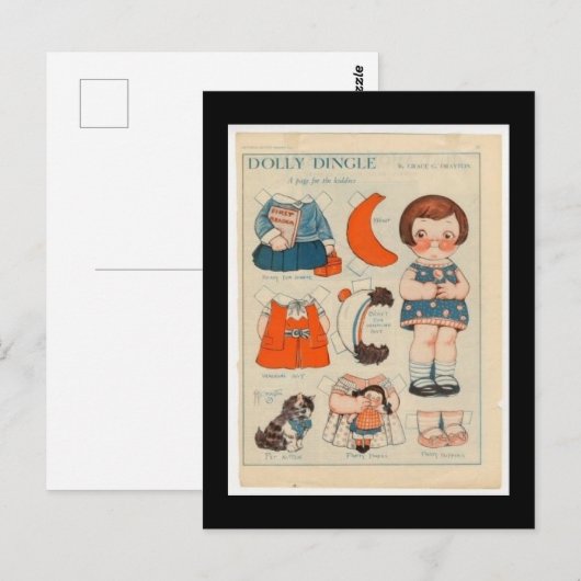 DOLLY DINGLE PAPER DOLL BRIEFKAART (Voorkant / Achterkant)