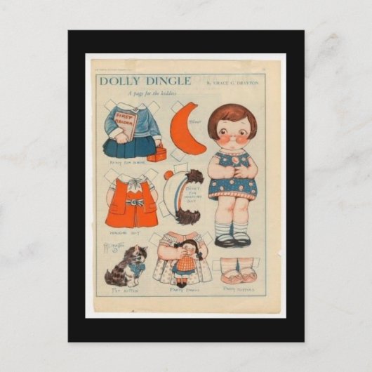 DOLLY DINGLE PAPER DOLL BRIEFKAART (Voorkant)