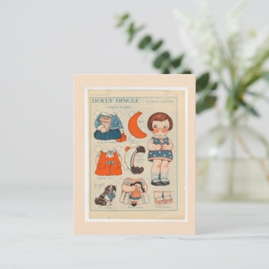 DOLLY DINGLE PAPER DOLL BRIEFKAART (Staand voorkant)