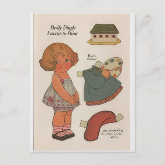 DOLLY DINGLE paperdoll Learn to paint Postcard Briefkaart