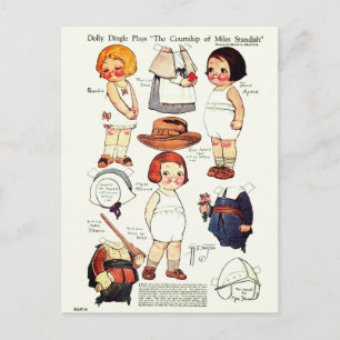 Dolly Dingle Play Boy en Girls Papieren Poppen Briefkaart