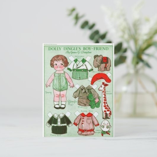 Dolly Dingle's Boy Friend Paper Doll Briefkaart (Staand voorkant)