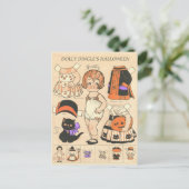 Dolly Dingle's Halloween papieren poppen 🎎  Feestdagenkaart (Staand voorkant)