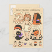 Dolly Dingle's Halloween papieren poppen 🎎  Feestdagenkaart (Voorkant / Achterkant)