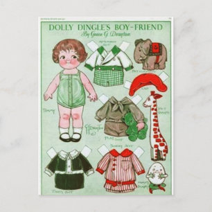 Dolly Dingle's Jongensvriend Papieren Poppenkaart Briefkaart