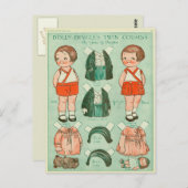 Dolly Dingle's Twin Cousins Paper Doll Briefkaart (Voorkant / Achterkant)
