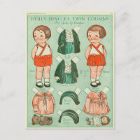 Dolly Dingle's Twin Cousins Paper Doll Briefkaart