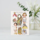 Dolly Dingle's Wereldreis Papieren Poppen Herdruk Briefkaart (Staand voorkant)