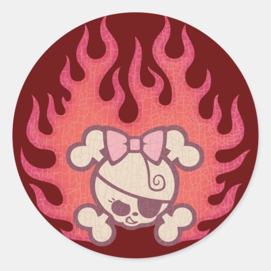 Dolly Flames Ronde Sticker (Voorkant)
