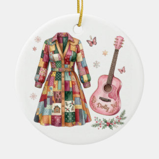 Dolly Jas met veel kleuren roze gitaar Keramisch Ornament