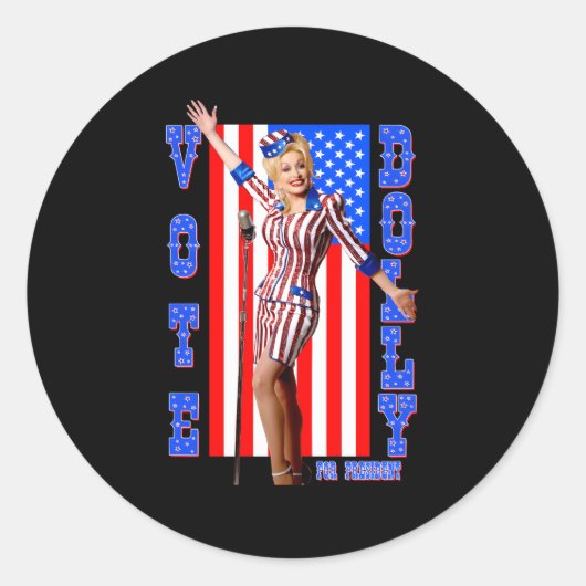 Dolly Pon voor President Ronde Sticker (Voorkant)
